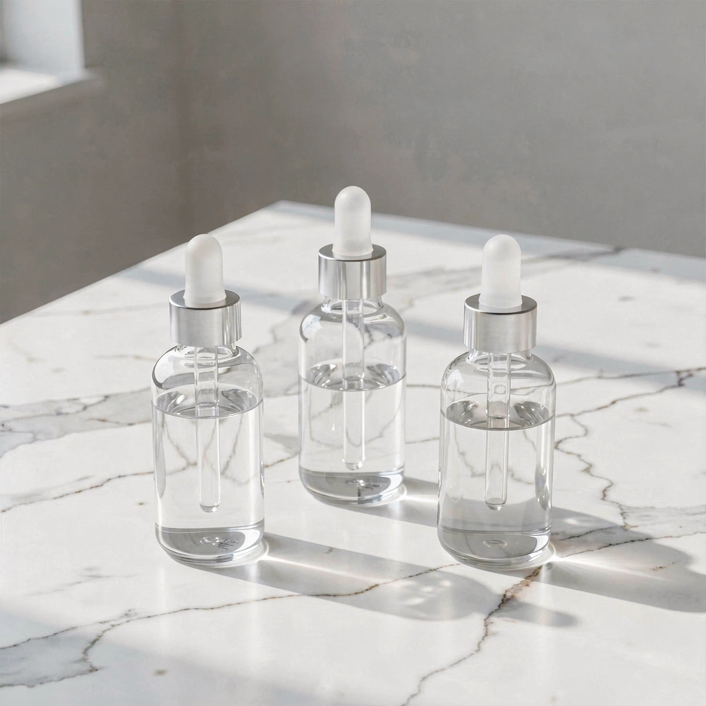 Serum i buteleczki z pipetami